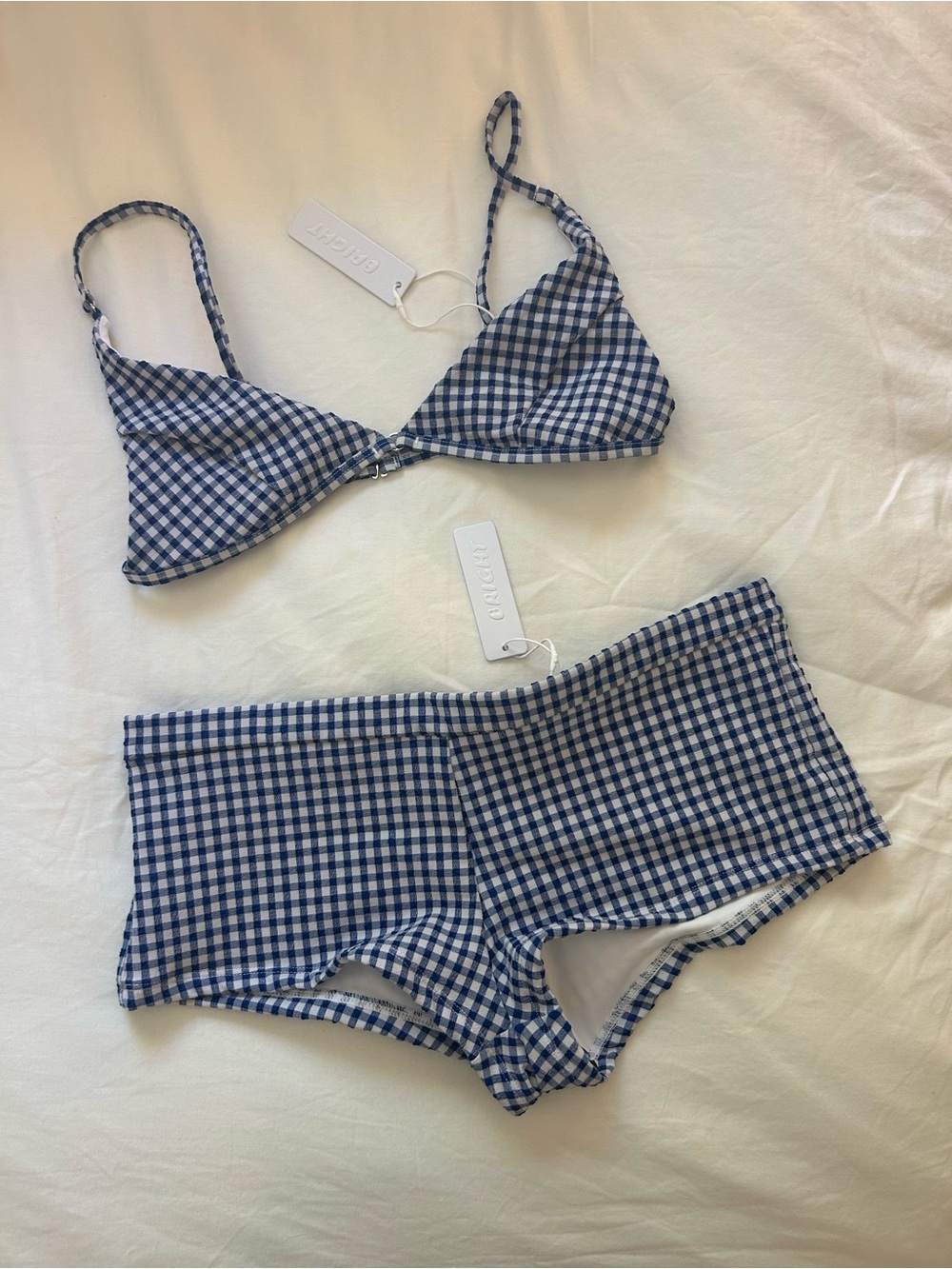 Bright Swimwear Gingham Blue Bikini Set
